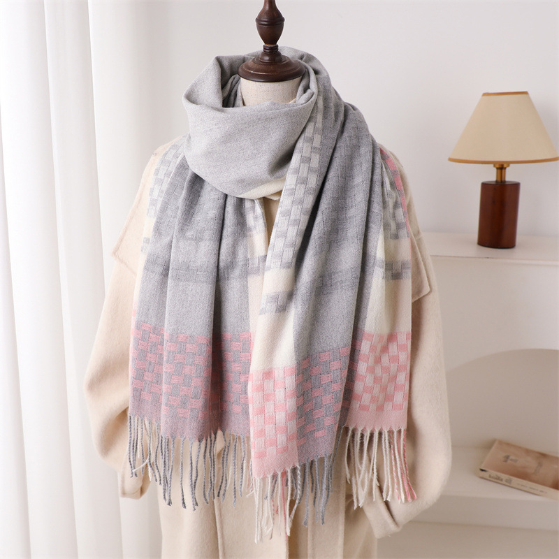Woven Scarf Blanket - Luxury Brand Cashmere Women Plaid Scarf