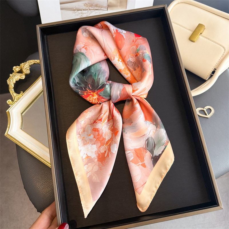 2026 New Floral Print Silk Squ - đánh giá và giá Silk Neck Scarf