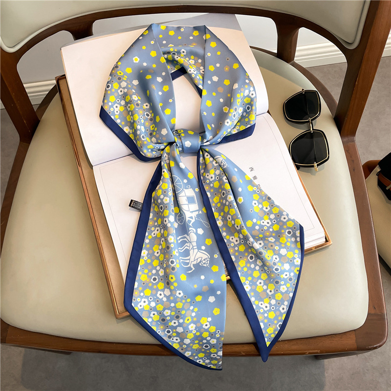 Fashion Print Long Silk Scarf  - đánh giá và giá Silk Neck Scarf