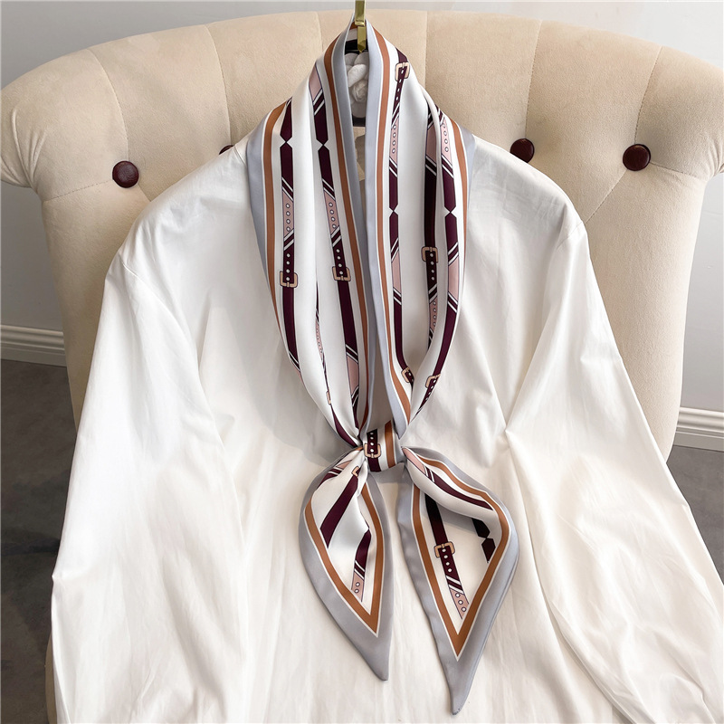 Fashion Print Long Silk Scarf  - đánh giá và giá Silk Neck Scarf