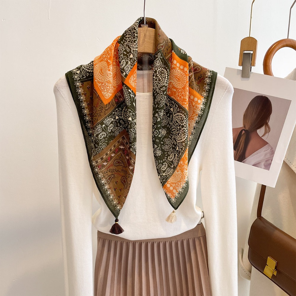 Tassel Scarf Women Square Cott - đánh giá và giá Ascot Neck Scarf