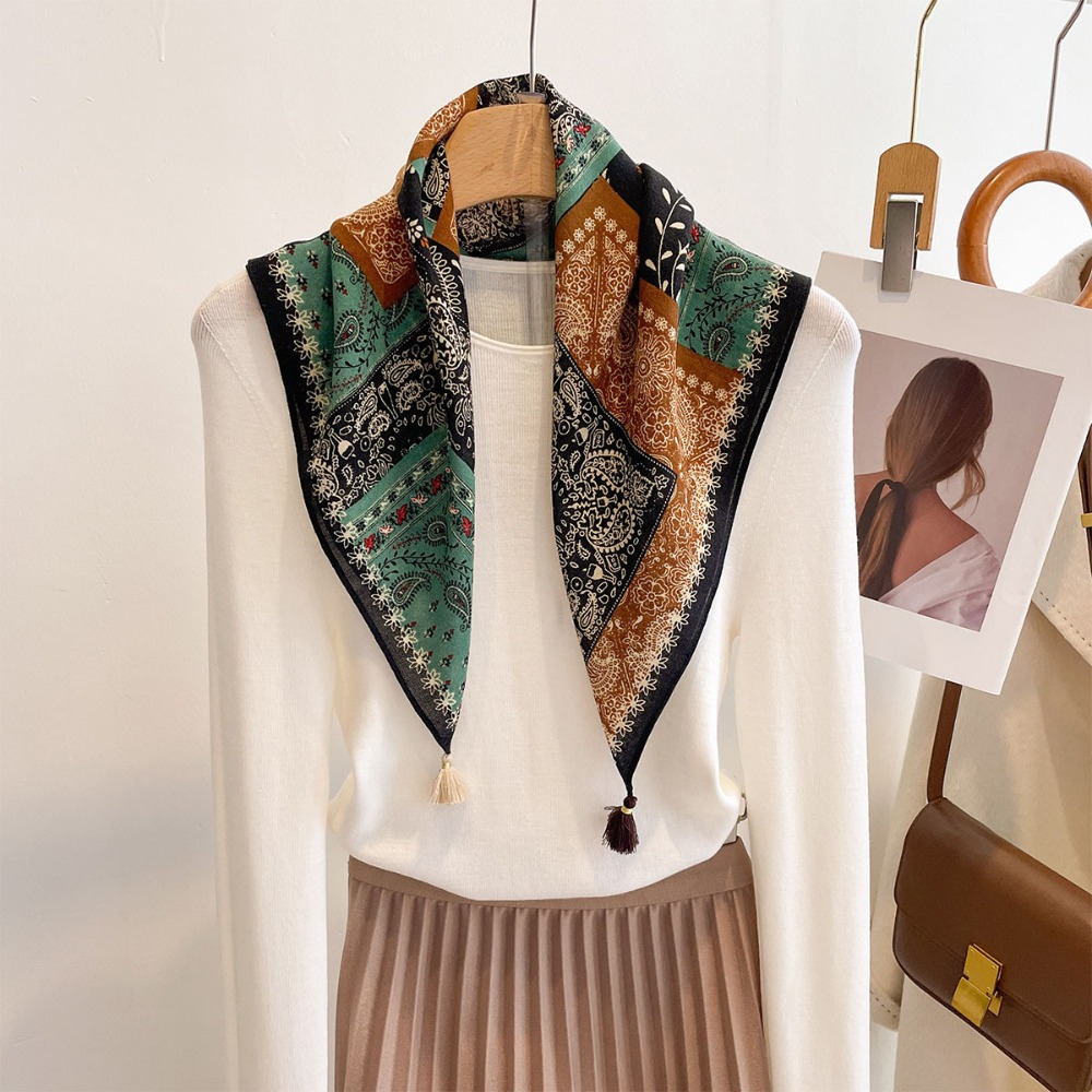 Tassel Scarf Women Square Cott - đánh giá và giá Ascot Neck Scarf