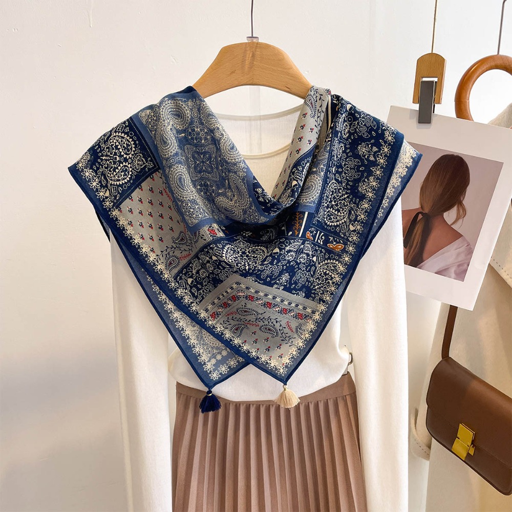 Tassel Scarf Women Square Cott - đánh giá và giá Ascot Neck Scarf