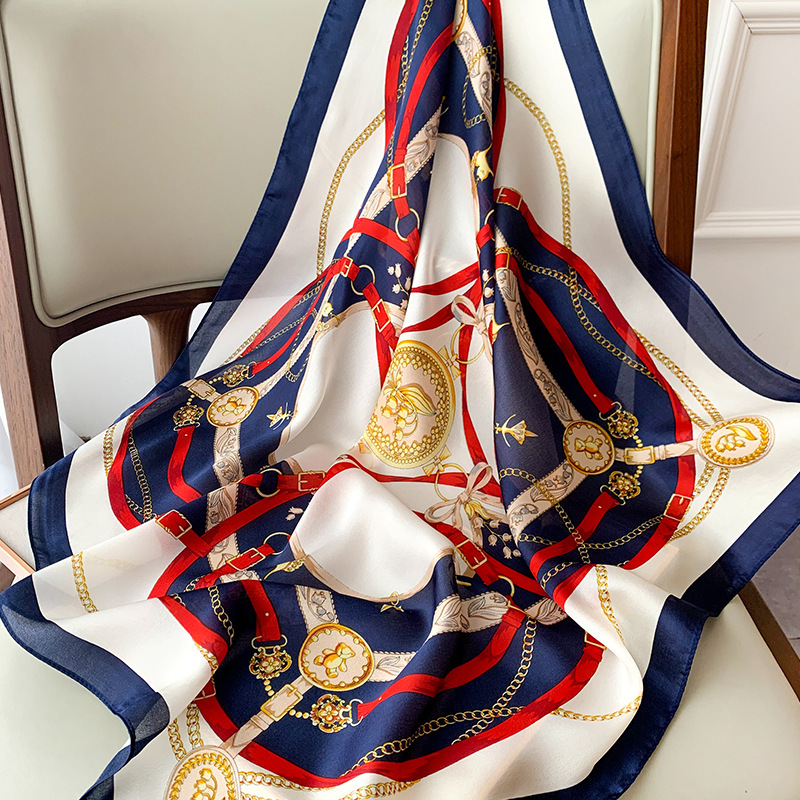 70cm Chain Print Silk Satin Ha - đánh giá và giá Ascot Neck Scarf