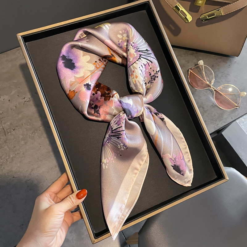 70cm New Women Silk Printed De - đánh giá và giá Ascot Neck Scarf